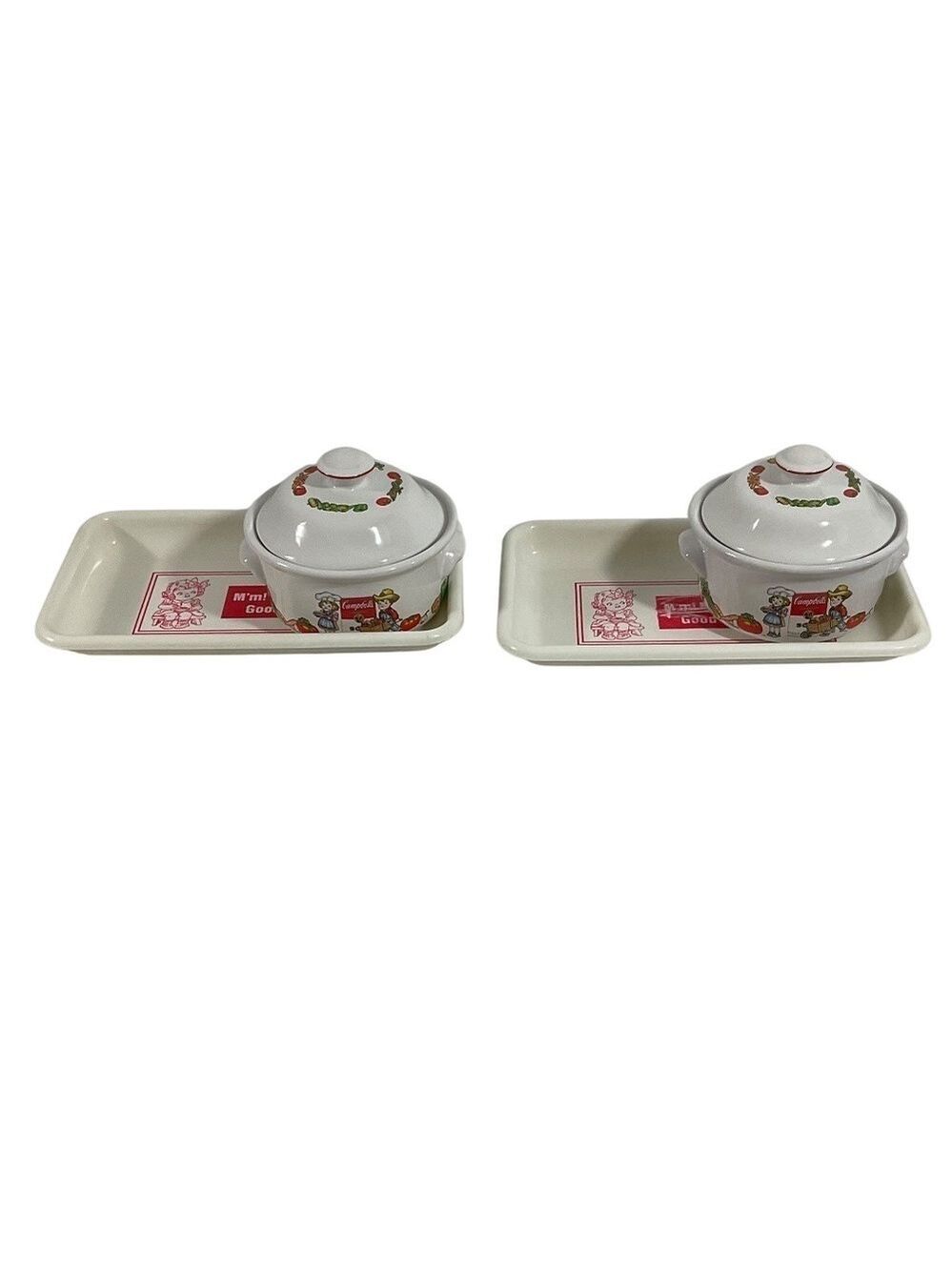 Vintage Campbell’s Kids Soup Crocks & Trays Set of 2 Westwood 1993 1996